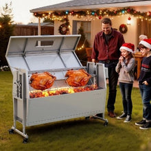 Charcoal Rotisserie Grill 38W Pig & Lamb Spit Roaster 132 LB Capacity Wheels Stainless Steel