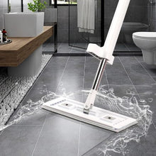 Self-Wringing Microfiber Flat Mop with 4 Reusable Pads for Hardwood & Tile Cleaning