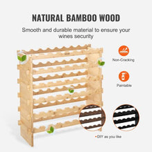 48 Bottle Wine Rack 6-Tier Solid Bamboo Wood Storage Racks for Kitchen Bar (Natural Color)