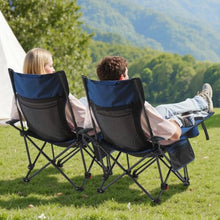 Reclining Camping Chair – 4 Position Folding Mesh Lounger with Headrest & Footrest (Blue)