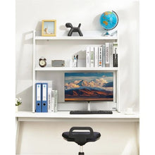 2-Tier Desktop Bookshelf Organizer White 37.4" Storage Rack (White)