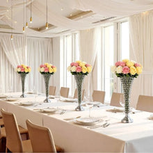 Crystal Wedding Flower Vase 20" Silver Cylinder Centerpiece Vases for Wedding & Party Decor (4PCS)