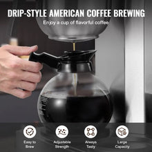 12 Cups Commercial Drip Coffee Maker 3 Carafes Stainless Steel Auto Water Intake for Restaurant & Office