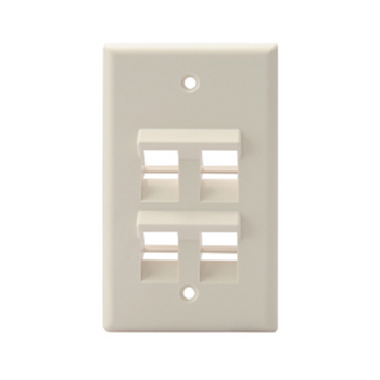 Angled Single-Gang QUICKPORT 4-Port Wallplate Light Almond 41081-4TP
