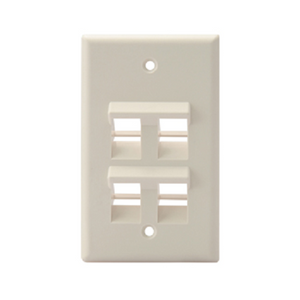 Angled Single-Gang QUICKPORT 4-Port Wallplate Light Almond 41081-4TP