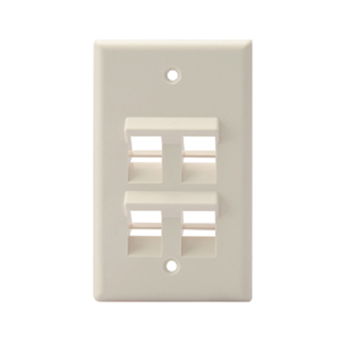 Angled Single-Gang QUICKPORT 4-Port Wallplate Light Almond 41081-4TP