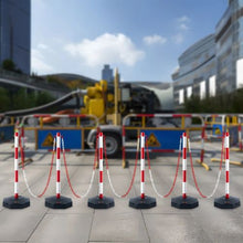 Adjustable Traffic Delineator Post Cones with Fillable Base & 6.6FT Chain Red & White for Parking Lot & Road Safety (6 Pack)
