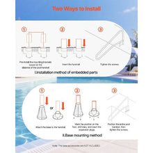 54 x 32 In Pool Rail 304 Stainless Steel Handrail 220 lb Capacity Non-Slip Grip Base or Recessed Mount