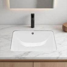 20.28" x 15.16" Rectangular Undermount Bathroom Sink White Ceramic Basin with Overflow