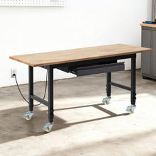 60-Inch Adjustable Workbench 2000 LBS Capacity 60 x 24-Inch Oak Top Drawer & Power Outlets