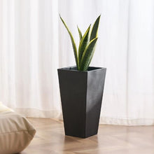 22" Tall Outdoor Planters Black Square Flower Pots (Set of 2)