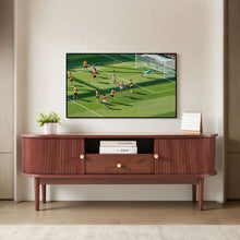 58 In Mid Century Modern TV Stand with Drawer Open Shelves & Rolling Door for Living Room & Bedroom