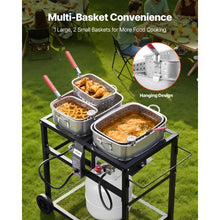 Outdoor Propane Deep Fryer 18 Qt x 2 Dual-Tank 40,000 BTU 3 Baskets 2 Thermometers Portable Stainless Steel Fryer Cart