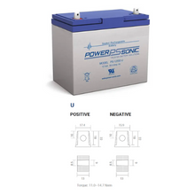 12V 55Ah M6/U Terminal SLA Rechargeable Battery PS-12550 (Pack of 2)