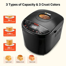 19-in-1 Bread Maker 2LB Ceramic Pan Gluten-Free 3 Loaf Sizes