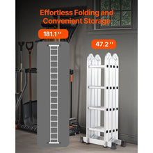 7-In-1 Folding Ladder 15.5 FT Extension Ladder A-Frame Telescoping Ladder 330 LB Capacity