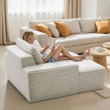 54-Inch Boneless Chaise Lounge Chair Oversized Upholstered Sofa with Pillows and Armrests Beige
