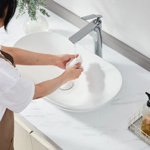 23.3" Oval Vessel Sink White Ceramic Above Counter Bathroom Basin