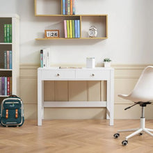 White Small Kids Desk with Drawers – Modern Rectangle MDF Study Table for Bedroom Home & Office