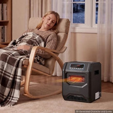 Infrared Heater 1500W Electric Space Heater 3 Heat Settings Remote 12H Timer Wheels (Black)
