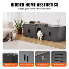 57.9-Inch Cat Litter Box Enclosure Hidden Double-Room Cabinet for 2 Cats Fits Most Litter Boxes (Black)