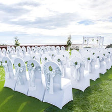 100PCS Stretch Spandex Folding Chair Covers Universal Fitted Arched Front Washable Slipcovers for Wedding Banquet Party & Dining (White)