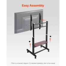 55-100" Rolling TV Stand, Height Adjustable Portable with One-Layer Tray for Home & Office (Double Bracket)