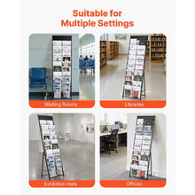 20 Pocket Brochure Display Rack Floor Stand Black HS-Z2