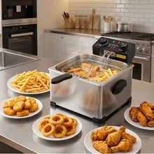 Commercial Electric Deep Fryer 1700W 9.51Qt Stainless Steel with Large & Small Baskets Temp Control & Timer (Silver)