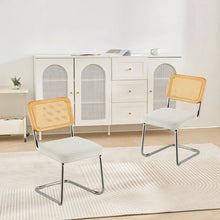 Set of 2 Modern Rattan Dining Chairs for Kitchen Living Room & Bedroom
