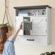 Bathroom Wall Cabinet 2 Doors Adjustable Shelf Over-the-Toilet White with Drawer & Open Partition