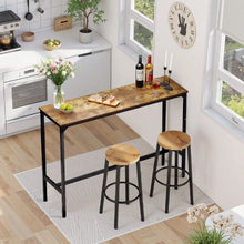 Rustic 55 In High-Top Bar Table Sturdy Metal Frame Cocktail Counter Easy Assembly