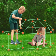 140 PCS Glow-in-the-Dark Fort Building Kit for Kids, STEM Construction Set with 96 Rods & 44 Balls, Ages 4–8+