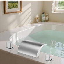 Roman Tub Faucet 3-Hole Waterfall Bathtub Faucet 2 Handles Deck Mount Silver Temperature Control