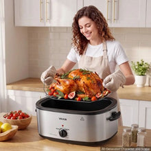 22QT Electric Roaster Oven 1450W Viewing Lid Defrost & Warm Functions Removable Pan & Rack