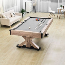 7ft 3-in-1 Pool Dining Tennis Table – Wood Finish Grey Cloth for Family Game Room Kids Adults
