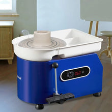 Pottery Wheel 450W 11" Clay Forming Machine 60-300 RPM Pedal Control Detachable Basin (Blue)