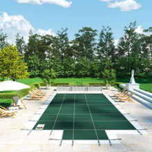 18x36 ft Pool Safety Cover with 4x10 ft Center End Step Mesh Winter Cover (Green)