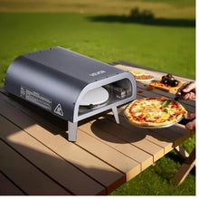 Outdoor Pizza Oven 12" Propane Gas Pizza Maker with Electric Rotation Pizza Stone & Carry Bag (Black)