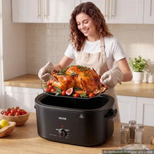 26QT Electric Roaster Oven 1450W Viewing Lid Defrost & Warm Functions Removable Rack (Black)