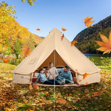 13.12 Ft Canvas Bell Tent – 4-Season Yurt Tent with Stove Jack for 6 People