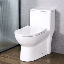 12 In Rough One-Piece Toilet Elongated Toilet Vortex Left Flush with Comfortable Chair Seat for Bathroom (White + Silver)