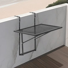 "19x24 Inch Folding Balcony Railing Table – Metal Outdoor Bar Table 5-Level Adjustable Fits 1" to 4.7" Railings