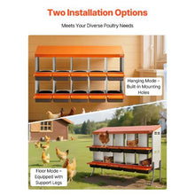 10-Compartment Chicken Nesting Box Roll-Away Egg Laying Box with Legs Galvanized Steel & Plastic for Hens Orange