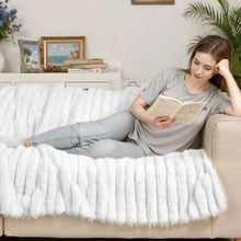 Throw Blanket 50 x 60"Faux Fur Cozy Blanket (White)