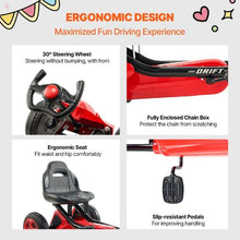 Kids Pedal Go-Kart 4-Wheel Off-Road Ride-On Adjustable Seat Non-Slip Wheels Red  Ages 3–8