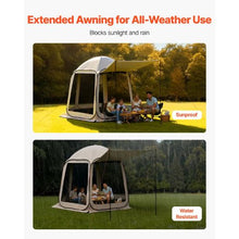 10 x 9.2 ft Pop-Up Screen Tent with Awning, 4–8 Person Screened Canopy Shelter with Netting Sides & Carry Bag – Beige