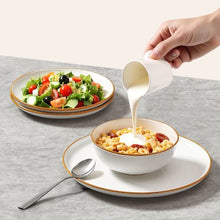 White Dinnerware Set Ceramic Plates and Bowls Sets HLSS-01 (Pack of 12)