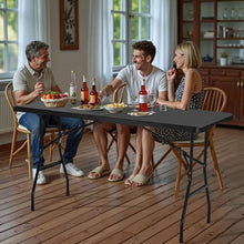 6 Ft Heavy Duty Folding Table – Portable Fold-in-Half Utility Table with Handle (Black)