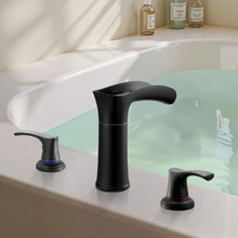 Roman Tub Faucet 3-Hole Waterfall Bathtub Faucet Set with 2 Handles Deck-Mount Matte Black Zinc Alloy